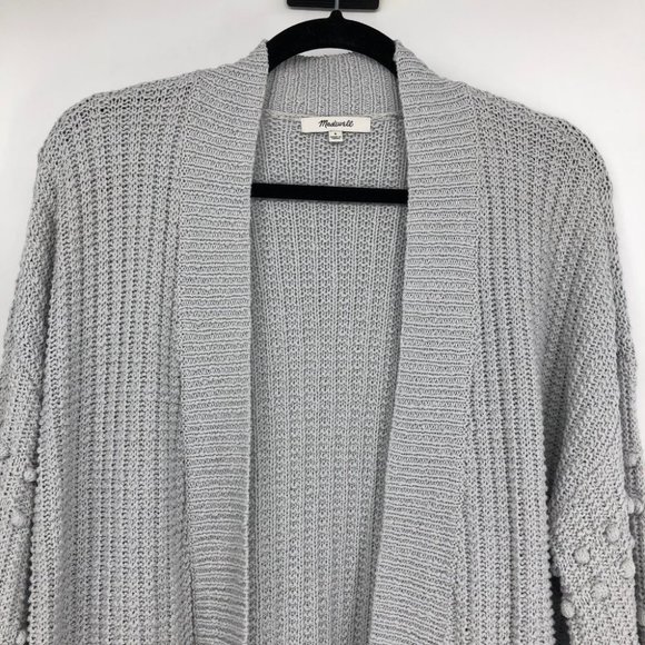 Madewell Grey Bobble Cardigan / Open front Sweater in Cool Fog Long sleeve S - Picture 9 of 16